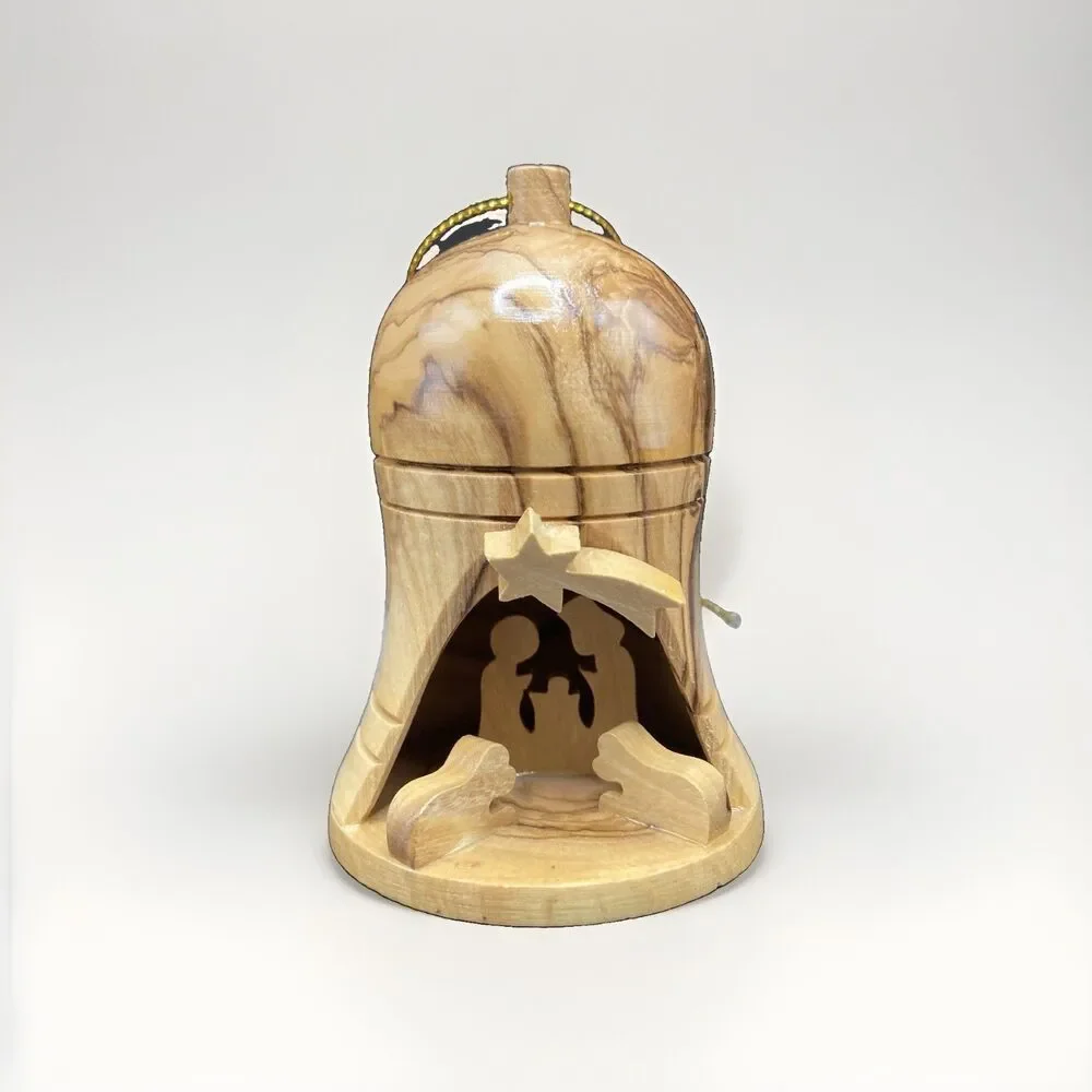 Olivewood Bethlehem Nativity Ornament Israel Hand Carved Holy Land Christmas